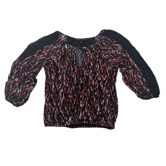 NWT Adrienne Vittadini 3/4 Sleeve Pink Animal Print Semi Sheer Blouse Lined S - Picture 1 of 9